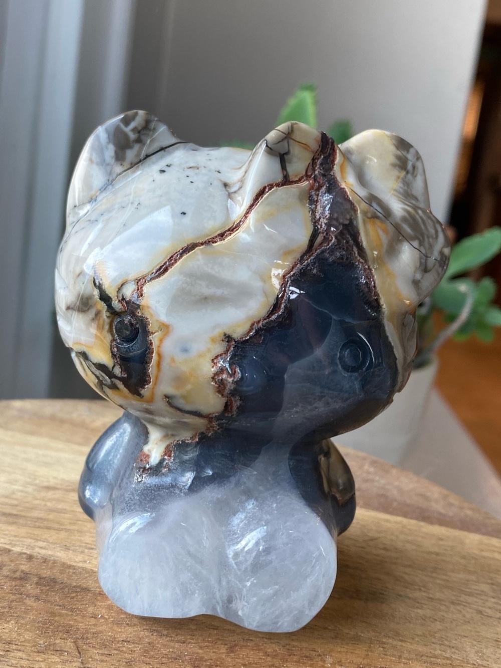 1lb Volcano Agate Hello Kitty Crystal Statue